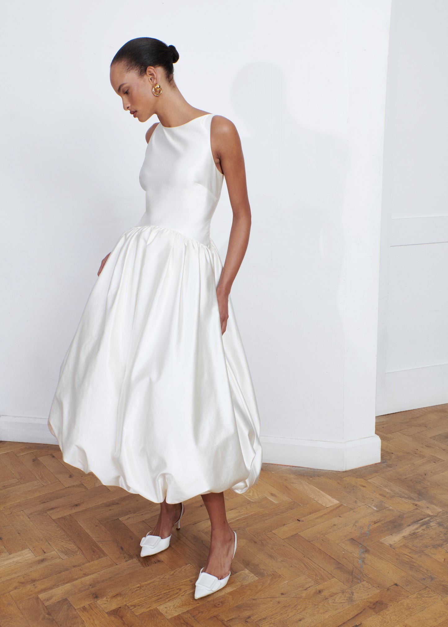 STYLE 115 // DUCHESSE SATIN BUBBLE HEM IN IVORY