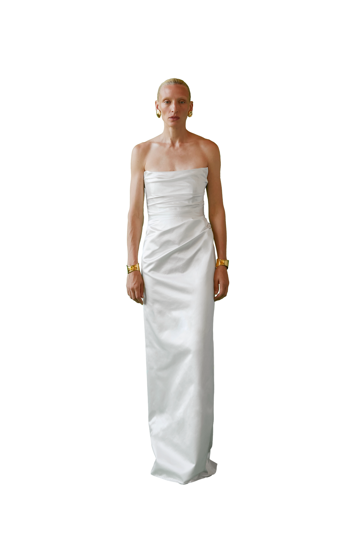 STYLE 126 // RUCHED DUCHESSE SATIN COLUMN GOWN