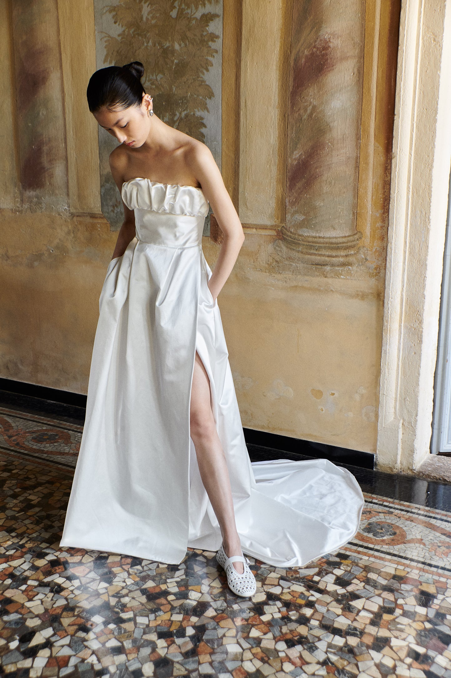 STYLE 139 // DUCHESSE SATIN GOWN WITH WRAP SKIRT