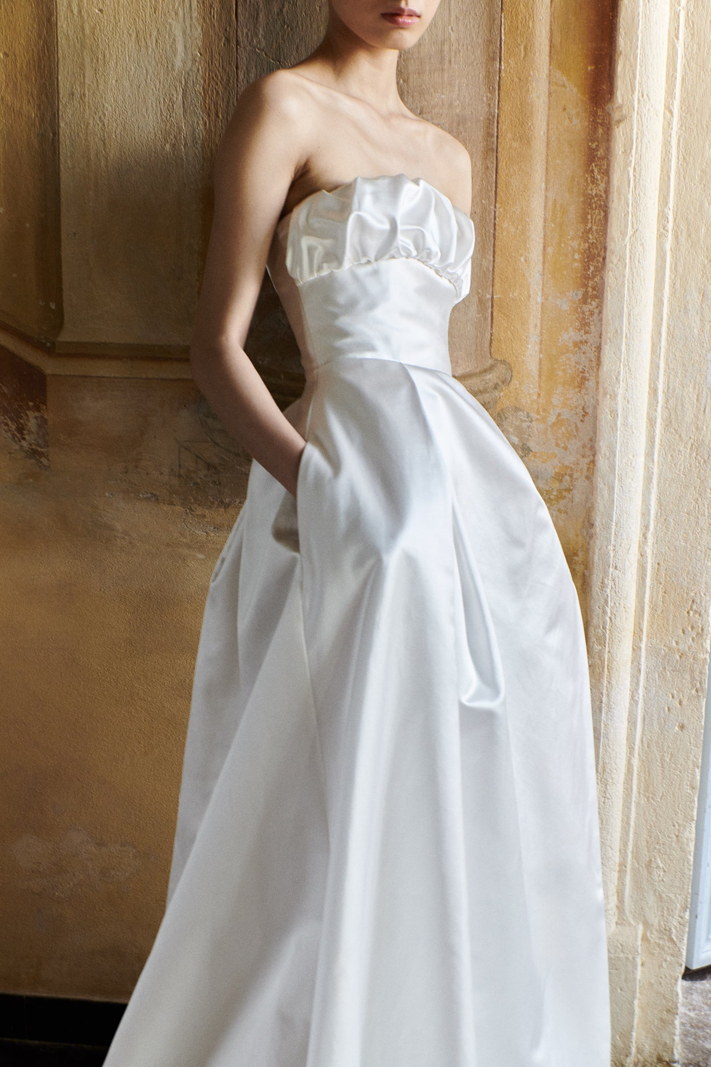 STYLE 139 // DUCHESSE SATIN GOWN WITH WRAP SKIRT